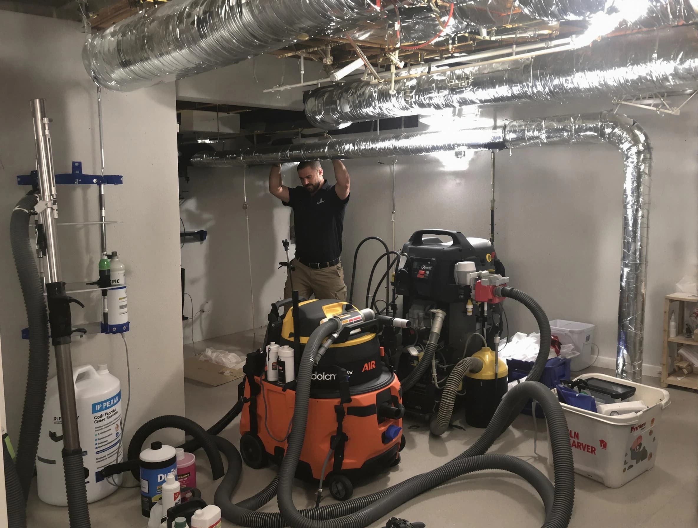 South Salt Lake Air Duct Cleaning specialist performing professional mold removal from air ducts using safety equipment in South Salt Lake