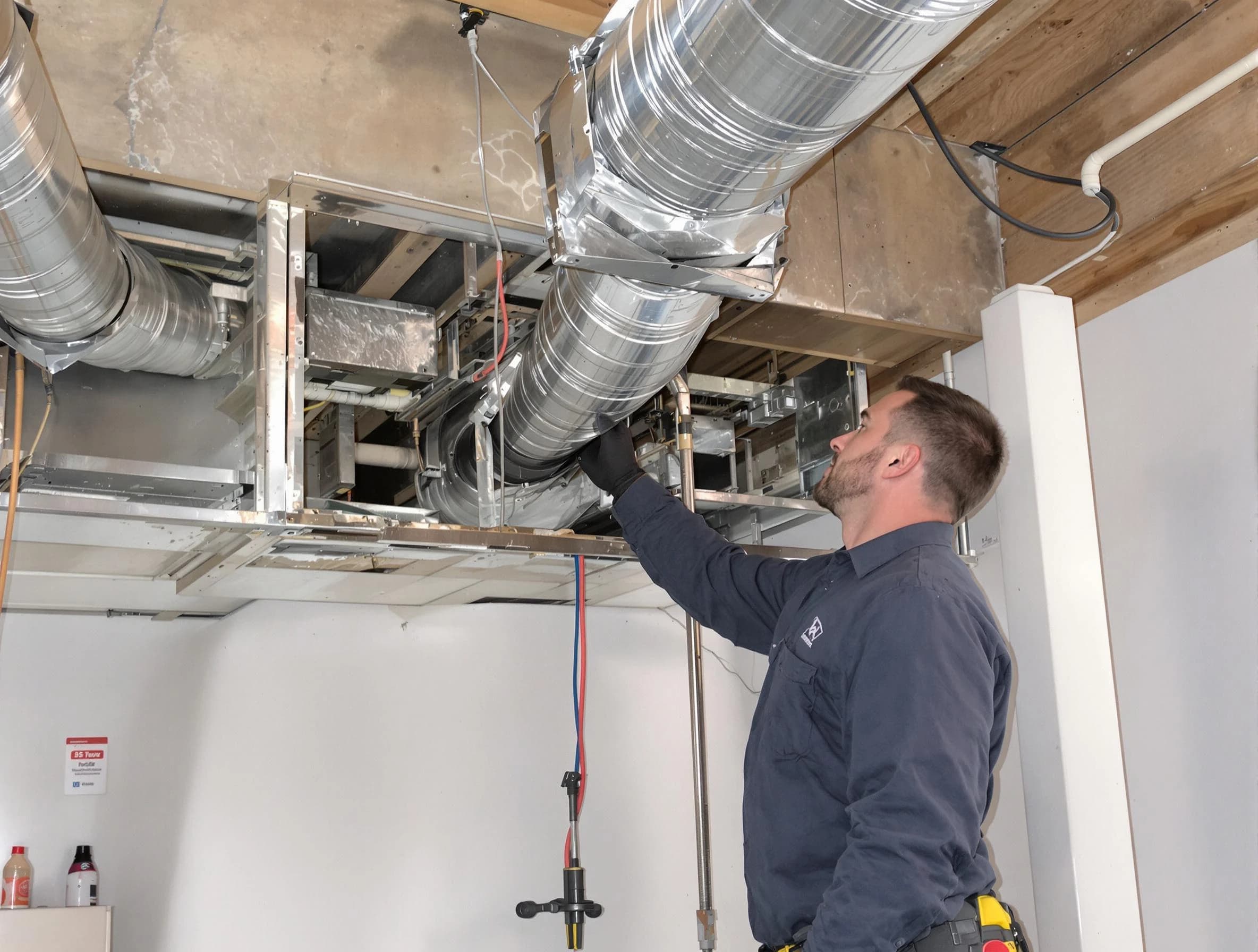 South Salt Lake Air Duct Cleaning technician performing professional air duct repair using specialized tools in South Salt Lake
