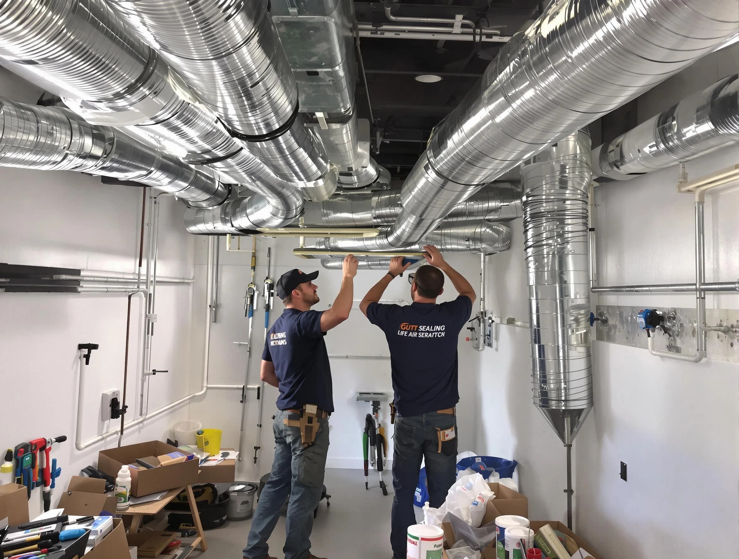 South Salt Lake Air Duct Cleaning technician applying professional duct sealing solutions in South Salt Lake