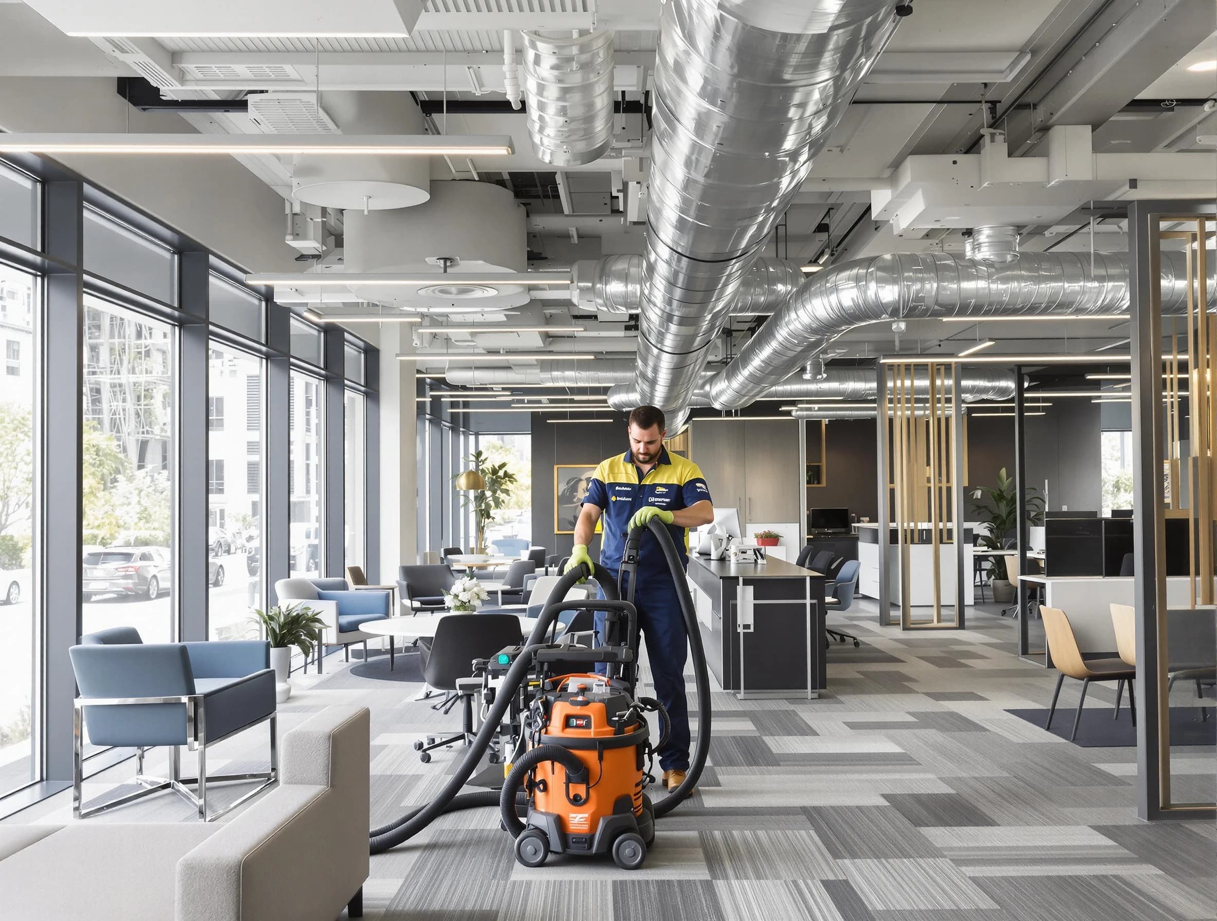 South Salt Lake Air Duct Cleaning team performing thorough commercial duct cleaning at a South Salt Lake business center