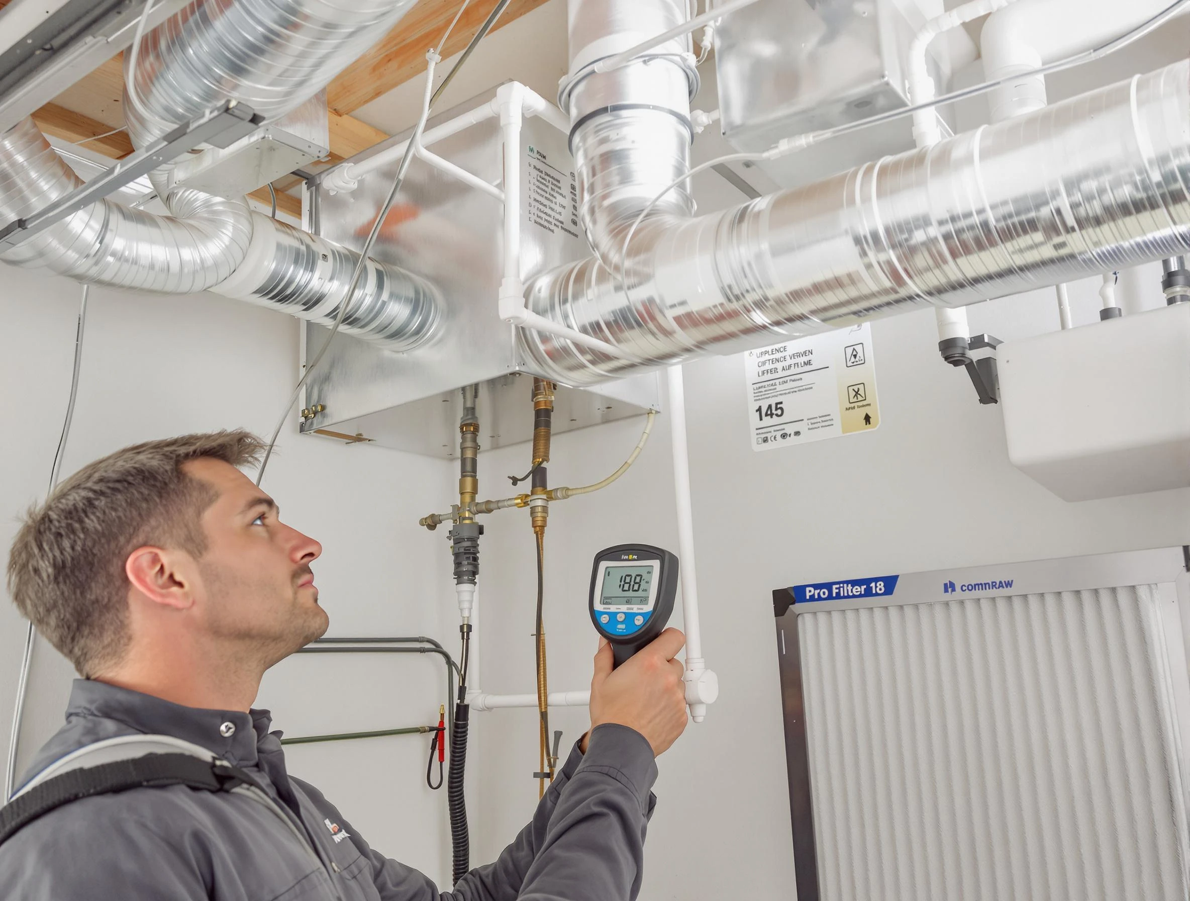 South Salt Lake Air Duct Cleaning expert conducting detailed filter system inspection using diagnostic tools in South Salt Lake